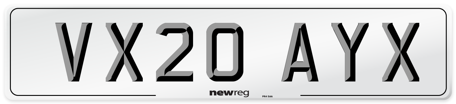 VX20 AYX Number Plate from New Reg